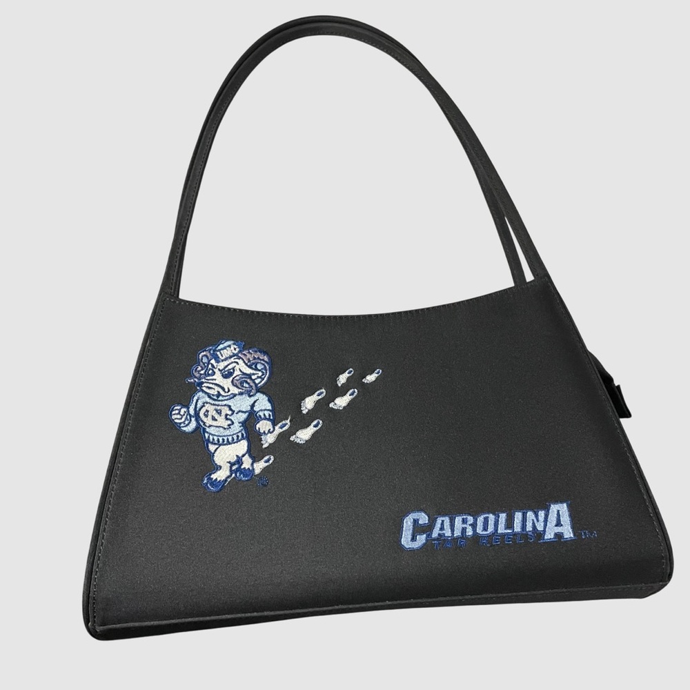 UNC Embroidered Black Shoulder Bag by Sandol Collegiate Casual Tarheels Mascot